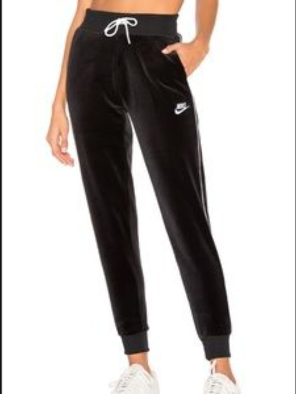 Nike Velour Sweat/ Track/ joggers Pants Black with White Size Med